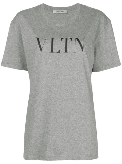 Shop Valentino Logo T-shirt - Grey