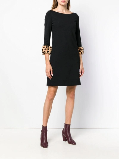 Shop Blumarine Leopard Print Cuff Dress - Black