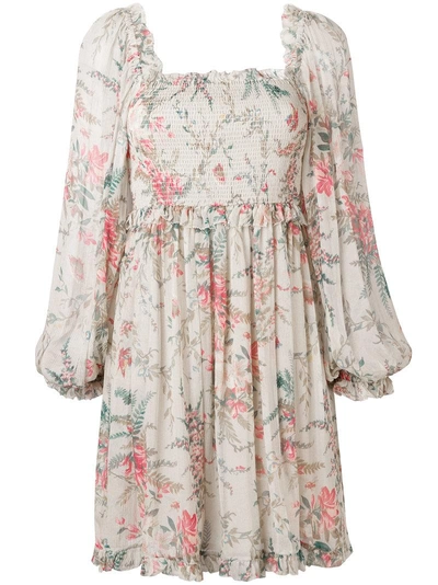 Shop Zimmermann Floral Print Dress - Neutrals