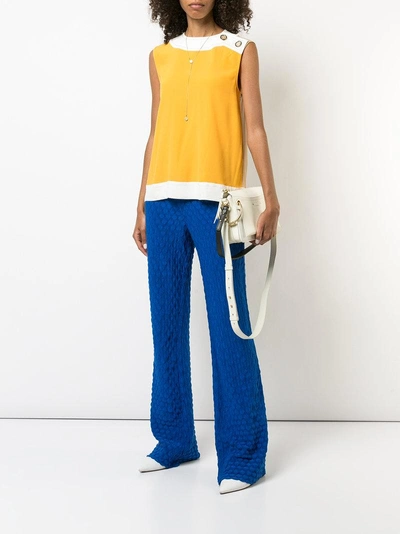 Shop Marni Flared Knitted Trousers - Blue