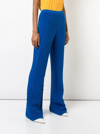 Shop Marni Flared Knitted Trousers - Blue