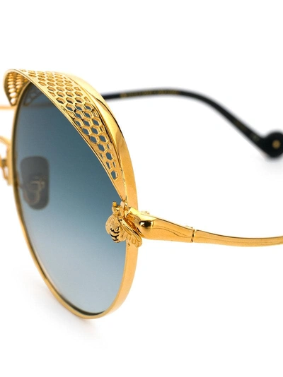 Shop Anna-karin Karlsson Anna Karin Karlsson The Bee Round Sunglasses - Metallic