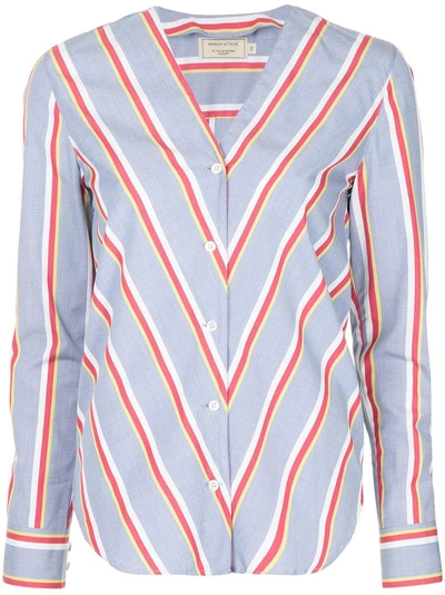 Shop Maison Kitsuné Contrast Stripe Blouse