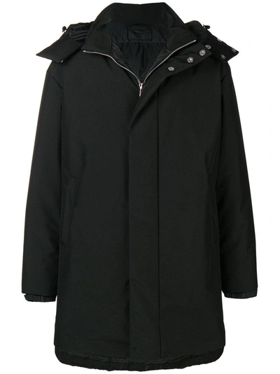 Shop Prada Hooded Down Midi Coat