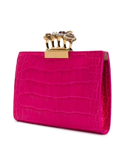 Shop Alexander Mcqueen Four-ring Clutch Bag - Pink