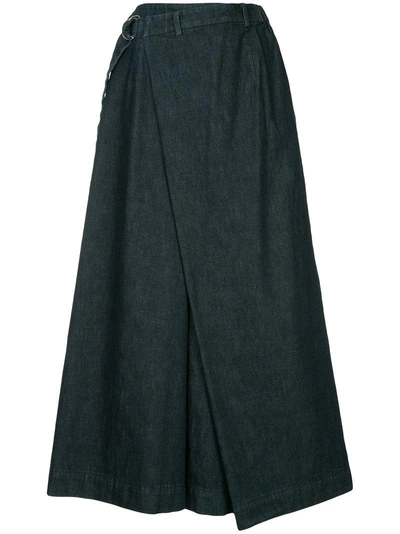 Shop Astraet Wrap-style Light Denim Palazzo Pants