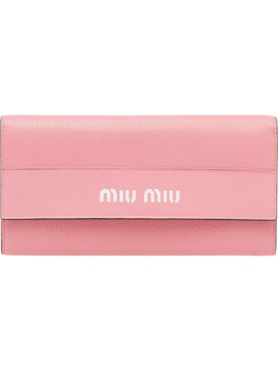 Shop Miu Miu Long Continental Wallet - Pink