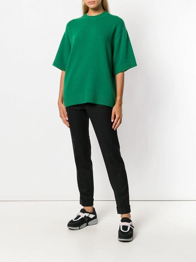 Shop Prada Short-sleeved Knitted Top - Green