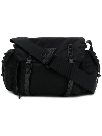 Shop Prada New Vela Tonal Stud Bag - Black