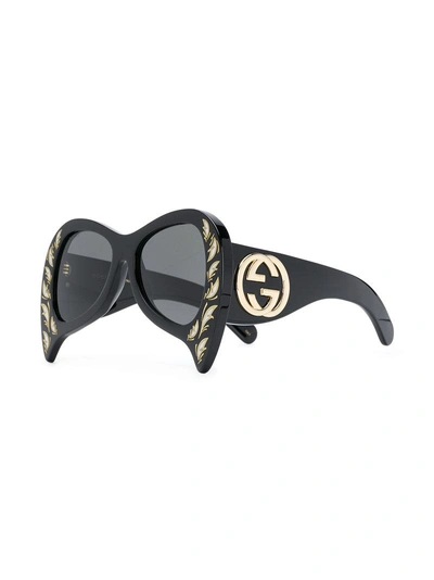 Shop Gucci Eyewear Oversized Mother Of Pearl Sunglasses - Black