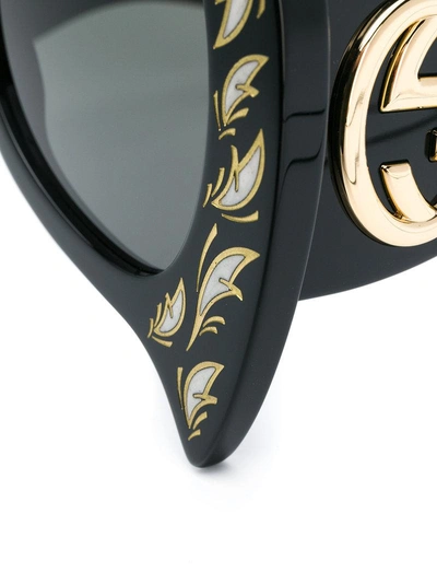 Shop Gucci Eyewear Oversized Mother Of Pearl Sunglasses - Black