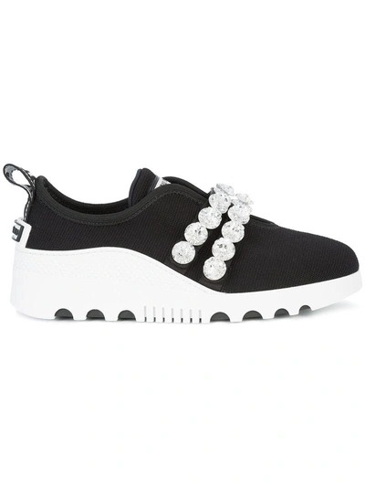 Shop Miu Miu Crystal Embellished Sneakers