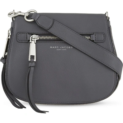 Shop Marc Jacobs Grey Recruit Grained Leather Saddle Bag In Shadow Grey