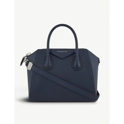 Shop Givenchy Antigona Sugar Small Leather Tote In Night Blue