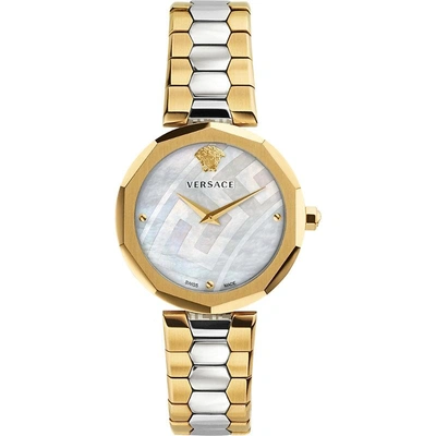 Shop Versace V-muse Gold And Stainless Steel Watch