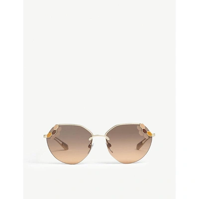 Shop Bvlgari Bv6099 Irregular-frame Sunglasses In Gold