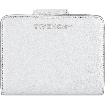 Shop Givenchy Pandora Metallic Leather Wallet In Silver