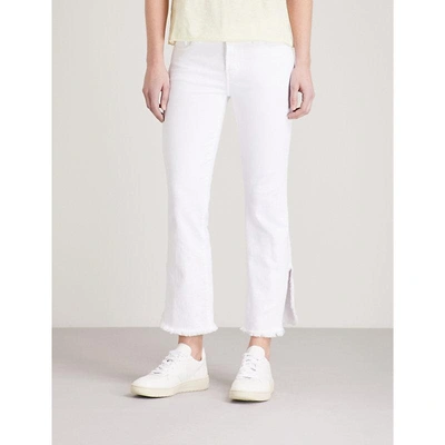 Shop J Brand Selena Mid-rise Cropped Boot-cut Jeans In Chalk