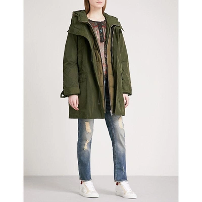 Shop Zadig & Voltaire Karly Quilted Shell Parka Coat In Kaki
