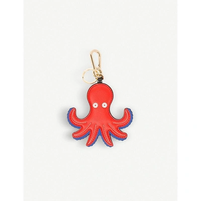 Shop Loewe Red Octopus Leather Charm In Red/blue