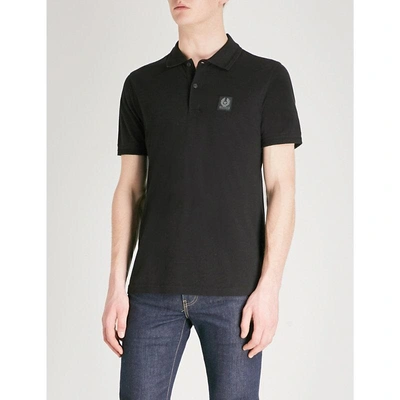 Shop Belstaff Stannett Cotton-piqué Polo Shirt In Black