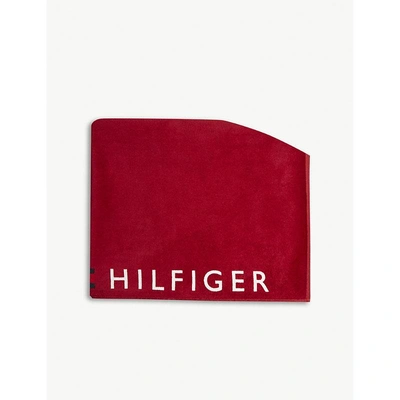 Shop Tommy Hilfiger Logo Cotton Towel In Nvy Blazer B White T Red