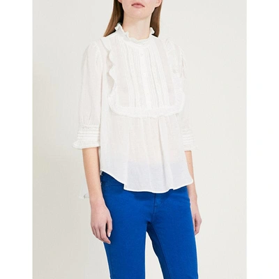 Shop Zadig & Voltaire Tix Frilled-detail Cotton-blend Blouse In White