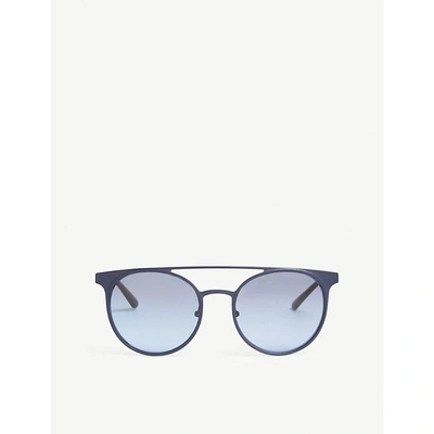 Shop Michael Kors Grayton Round-frame Sunglasses In Matte Navy