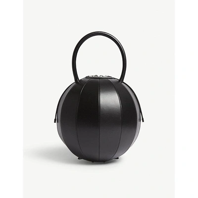 Shop Nita Suri Pilo Round Leather Handbag In Black