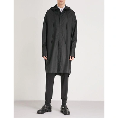 Shop Juunj Oversized Cotton Coat In Black