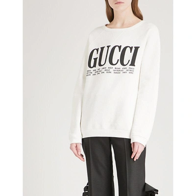 Shop Gucci Cities Cotton-jersey Sweatshirt In White