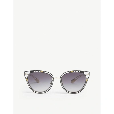 Shop Bvlgari Bv6104 Cat-eye Frame Sunglasses In Black