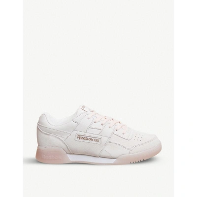 Shop Reebok Workout Plus Nubuck-leather Trainers In Pale Pink Rose Gold