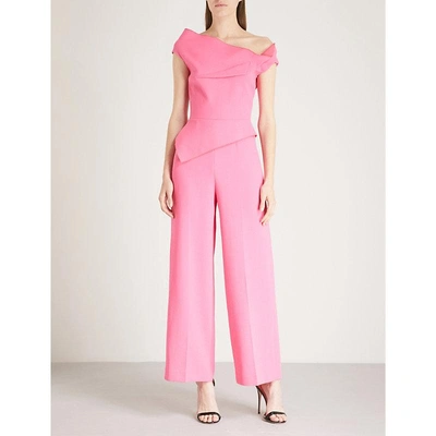 Shop Roland Mouret Gable Wool-crepe Jumpsuit In Candy Pink