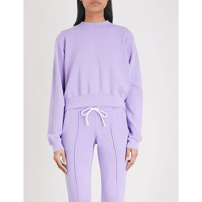 Shop Cotton Citizen Milan Cropped Cotton-jersey Sweatshirt In Pastel Purple
