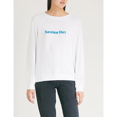 Shop Wildfox Sunshine Diet Jersey Sweatshirt In Clean White