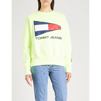 Shop Tommy Jeans 标志-绣花 球衣 运动衫 In Safety Yellow