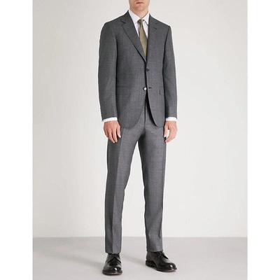 Shop Canali Super 130's Checked Wool Suit In Grey