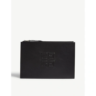 Shop Givenchy Black Emblem Logo Leather Pouch