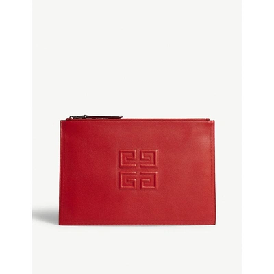 Shop Givenchy Poppy Red Emblem Logo Leather Pouch