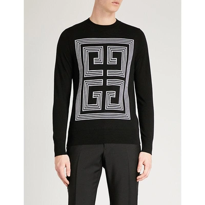 Shop Givenchy Logo Wool Jumper In Black White