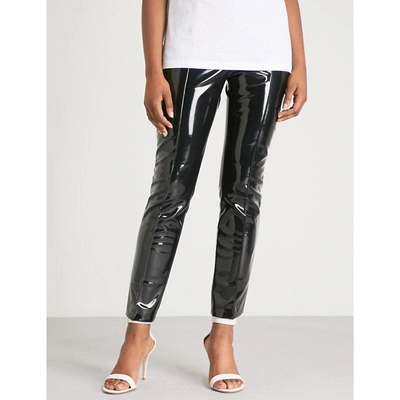 Shop Valentino Skinny High-rise Pvc Trousers In Nero