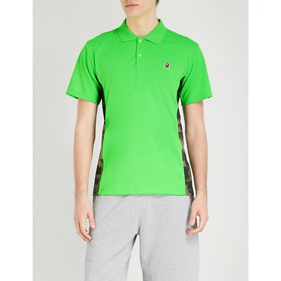 Shop A Bathing Ape Camouflage Sides Mesh Polo Shirt In Green