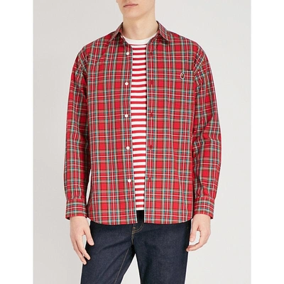 Shop A Bathing Ape Checked Regular-fit Cotton Shirt In Red