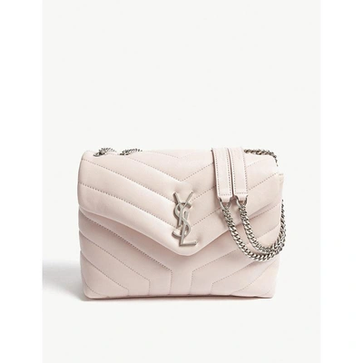 Shop Saint Laurent Ladies Baby Pink Modern Monogram Loulou Leather Shoulder Bag