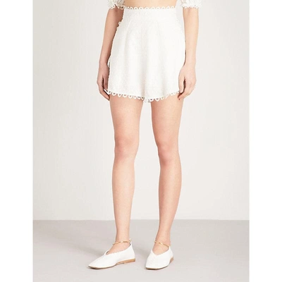 Shop Zimmermann Melody High-rise Linen And Cotton-blend Shorts In Ivory