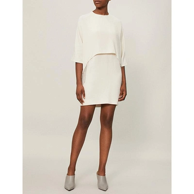 Shop Stella Mccartney Fringed Chain-detail Crepe Mini Dress In White