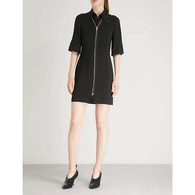 Shop Stella Mccartney Zip-detail Silk Mini Dress In Black