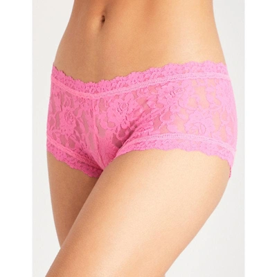 Shop Hanky Panky Signature Stretch-lace Boyshort Briefs In Hibiscus