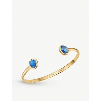 Shop Monica Vinader Siren Slim 18ct Gold-vermeil Cuff In Blue